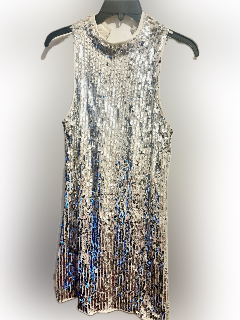NWT DO+BE Champagne Sequin High-Neck Mini Dress